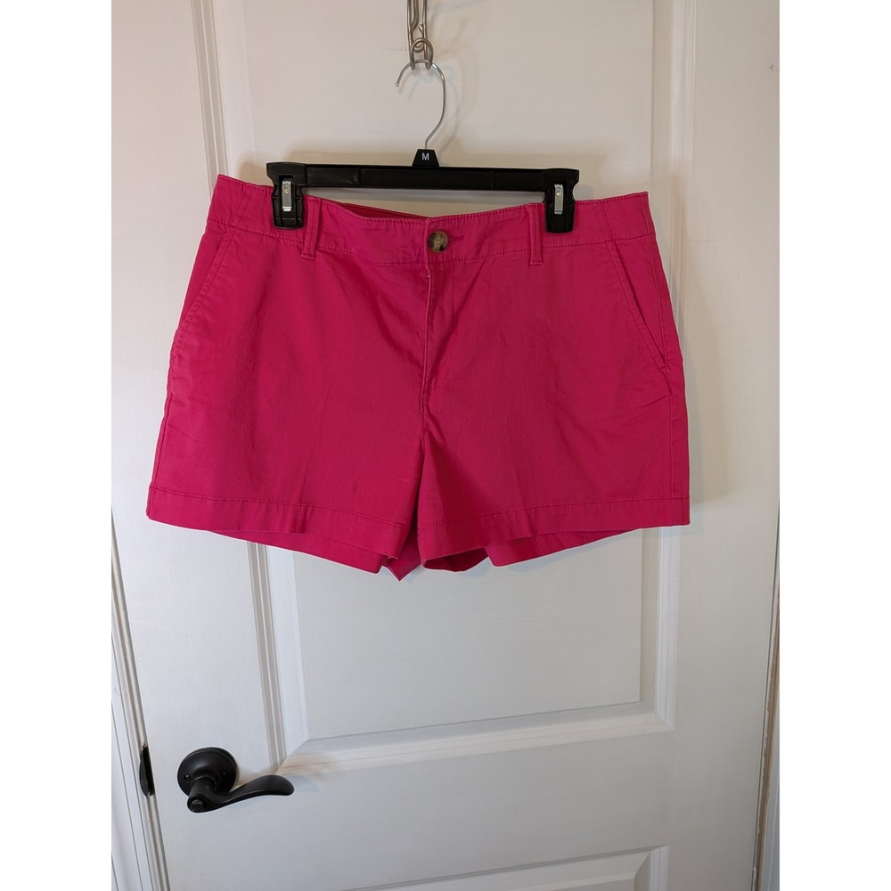LOFT The Washed Twill Short 4" Hot Pink Chino Shorts Womens Size 14P Petite